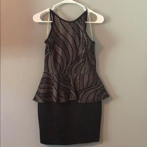 A’GACI Peplum High Neck Stretch Short Dress